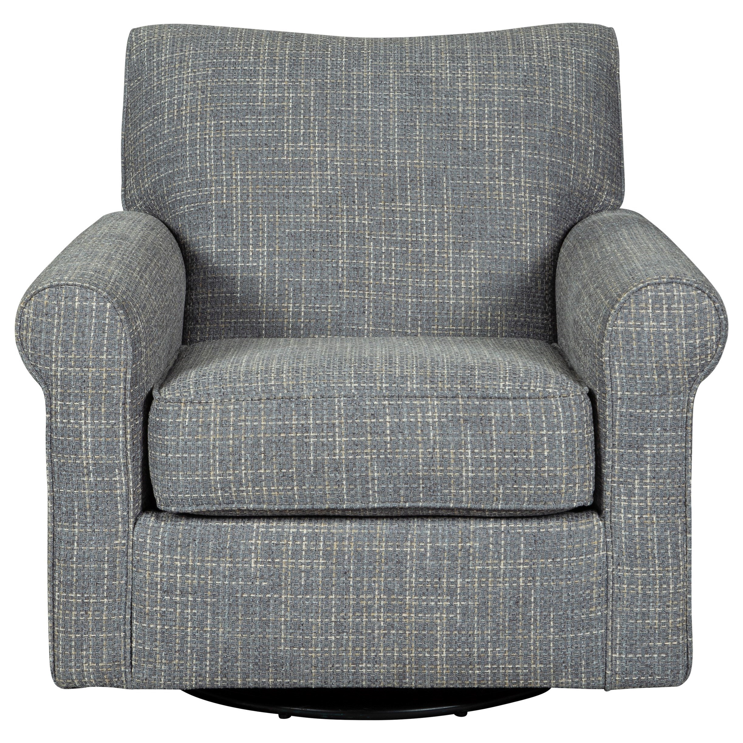 Signature Design by Ashley Renley ASHL A3000002 Swivel Glider Accent Chair with Rolled Arms Gray Fabric Value City Furniture Upholstered Chairs